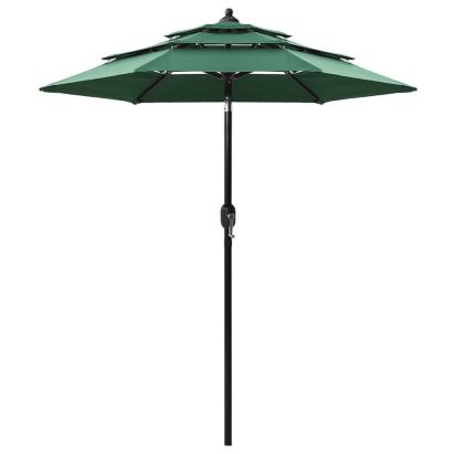 Umbrelă de soare 3 niveluri, stâlp de aluminiu, verde, 2 m GartenMobel Dekor