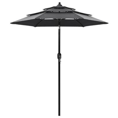 Umbrelă de soare 3 niveluri, stâlp de aluminiu, antracit, 2 m GartenMobel Dekor