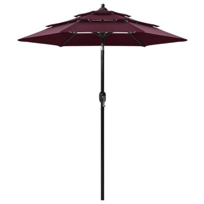 Umbrelă de soare 3 niveluri, stâlp aluminiu, roșu bordo, 2 m GartenMobel Dekor