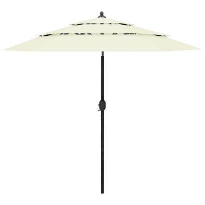 Umbrelă de soare 3 niveluri, stâlp de aluminiu, nisipiu, 2,5 m GartenMobel Dekor