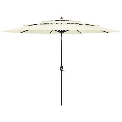 Umbrelă de soare 3 niveluri, stâlp de aluminiu, nisipiu, 3 m GartenMobel Dekor