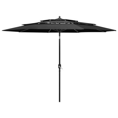Umbrelă de soare 3 niveluri, stâlp de aluminiu, antracit, 3 m GartenMobel Dekor