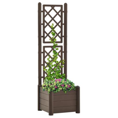 Jardinieră de grădină cu spalier, cafeniu, 43x43x142 cm, PP  GartenMobel Dekor