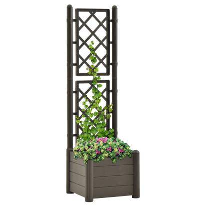 Jardinieră de grădină cu spalier, antracit, 43x43x142 cm, PP  GartenMobel Dekor
