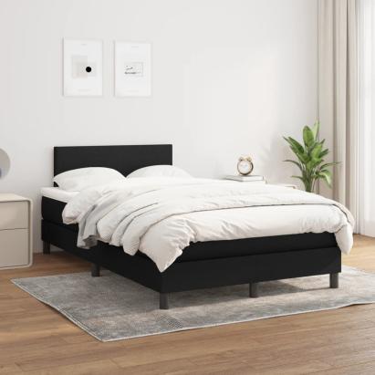Pat box spring cu saltea, negru, 120x200 cm, textil GartenMobel Dekor
