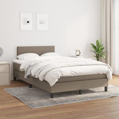 Pat box spring cu saltea, gri taupe, 120x200 cm, textil GartenMobel Dekor