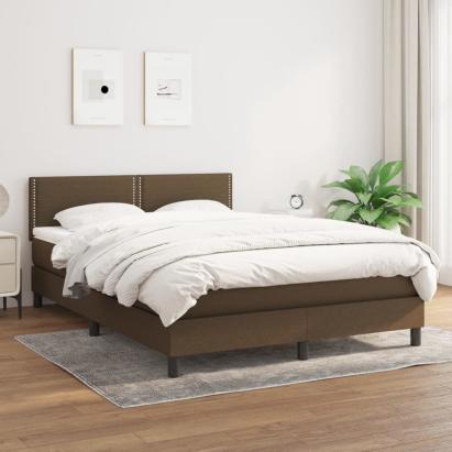 Pat continental cu saltea, maro închis, 140x200 cm, textil GartenMobel Dekor