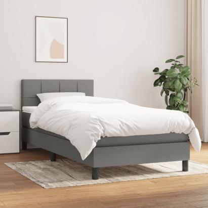 Pat box spring cu saltea, gri închis, 100x200 cm, textil GartenMobel Dekor