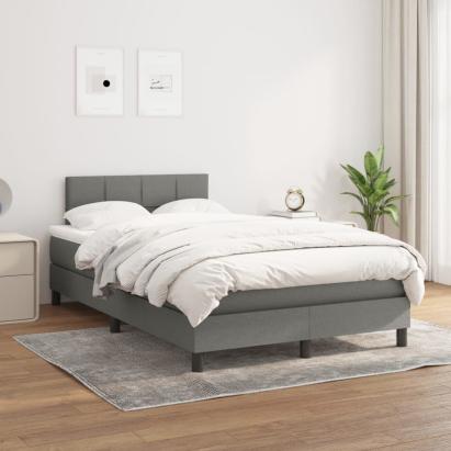 Pat box spring cu saltea, gri închis, 120x200 cm, textil GartenMobel Dekor