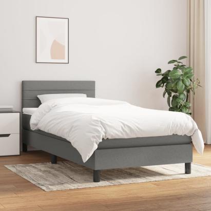 Pat box spring cu saltea, gri închis, 100x200 cm, textil GartenMobel Dekor