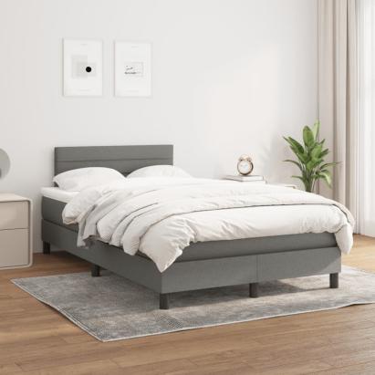 Pat box spring cu saltea, gri închis, 120x200 cm, textil GartenMobel Dekor