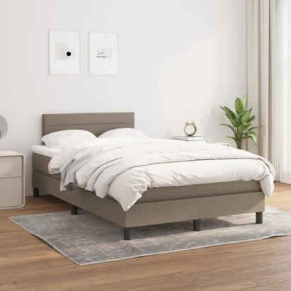 Pat box spring cu saltea, gri taupe, 120x200 cm, textil GartenMobel Dekor