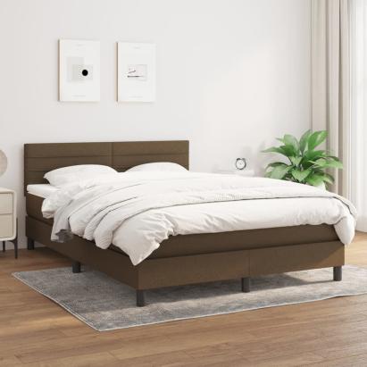 Pat continental cu saltea, maro închis, 140x200 cm, textil GartenMobel Dekor