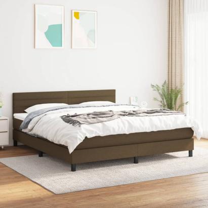 Pat box spring cu saltea, maro închis, 160x200 cm, textil GartenMobel Dekor