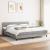 Pat box spring cu saltea, gri deschis, 200x200 cm, textil GartenMobel Dekor