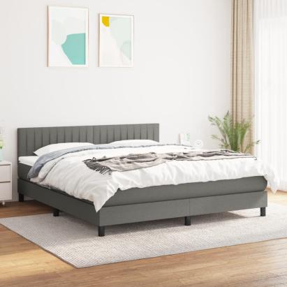 Pat continental cu saltea, gri închis, 160x200 cm, țesătură GartenMobel Dekor