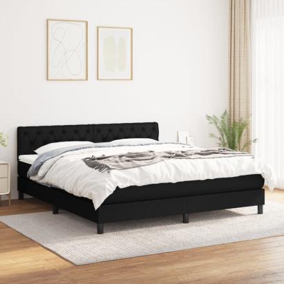 Pat box spring cu saltea, negru, 160x200 cm, textil GartenMobel Dekor