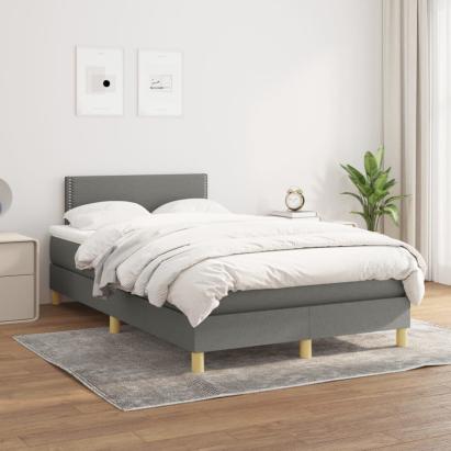 Pat box spring cu saltea, gri închis, 120x200 cm, textil GartenMobel Dekor