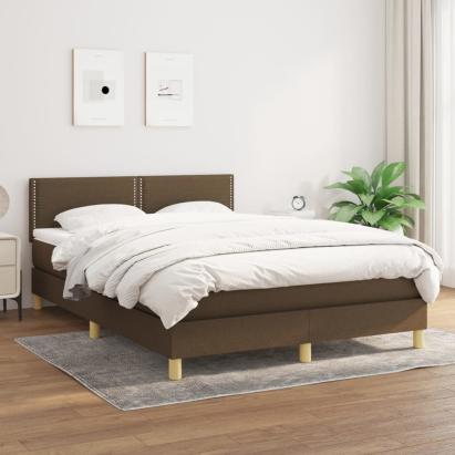 Pat continental cu saltea, maro închis, 140x200 cm, textil GartenMobel Dekor