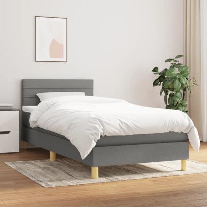 Pat box spring cu saltea, gri închis, 80x200 cm, textil GartenMobel Dekor