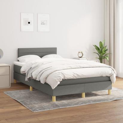 Pat box spring cu saltea, gri închis, 120x200 cm, textil GartenMobel Dekor