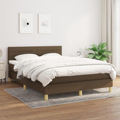 Pat continental cu saltea, maro închis, 140x200 cm, textil GartenMobel Dekor
