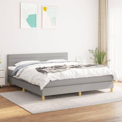 Pat continental cu saltea, gri deschis, 160x200 cm, textil GartenMobel Dekor