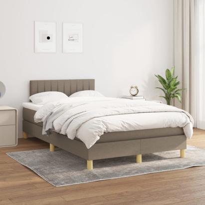 Pat box spring cu saltea, gri taupe, 120x200 cm, textil GartenMobel Dekor
