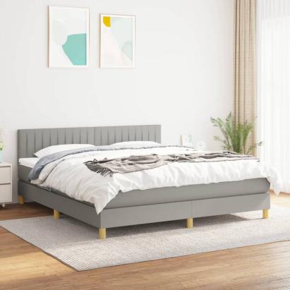 Pat continental cu saltea, gri deschis, 160x200 cm, textil GartenMobel Dekor