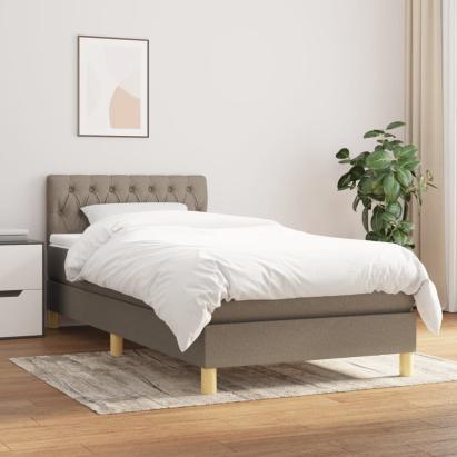 Pat box spring cu saltea, gri taupe, 80x200 cm, textil GartenMobel Dekor