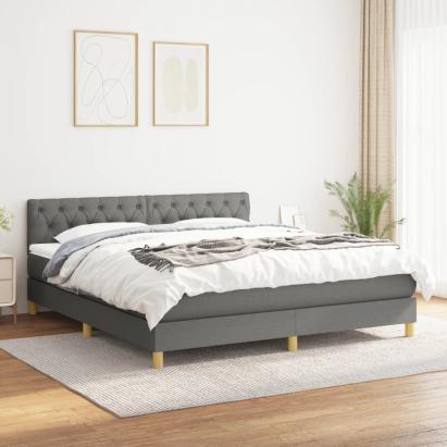 Pat continental cu saltea, gri închis, 160x200 cm, țesătură GartenMobel Dekor