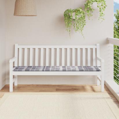 Pernă bancă de grădină, gri carouri, 180x50x3 cm, textil Oxford GartenMobel Dekor