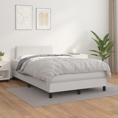 Pat box spring cu saltea, alb, 120x200 cm, piele ecologică GartenMobel Dekor