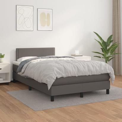 Pat box spring cu saltea, gri, 120x200 cm, piele ecologică GartenMobel Dekor