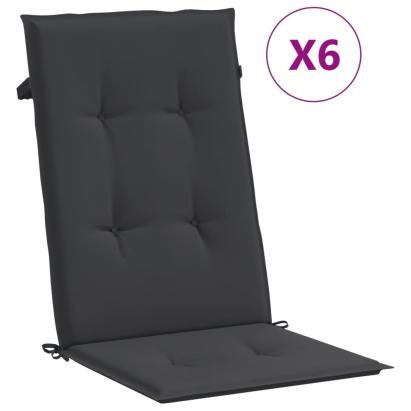 Perne scaun spătar înalt, 6 buc., negru, 120x50x3 cm, textil GartenMobel Dekor