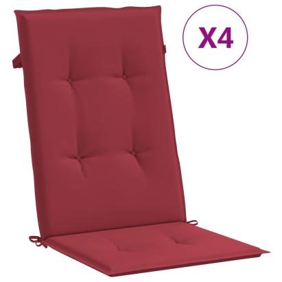 Perne scaun cu spătar înalt, 4 buc., roșu, 120x50x3 cm, textil GartenMobel Dekor