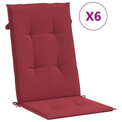 Perne scaun cu spătar înalt, 6 buc., roșu, 120x50x3 cm, textil GartenMobel Dekor