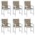 Perne cu spătar mic, 6 buc. gri taupe 100x50x3 cm textil oxford GartenMobel Dekor