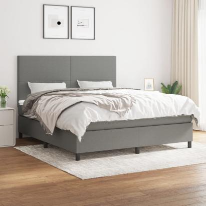 Pat box spring cu saltea, gri închis, 180x200 cm, textil GartenMobel Dekor