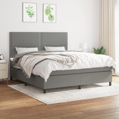 Pat box spring cu saltea, gri închis, 180x200 cm, textil GartenMobel Dekor