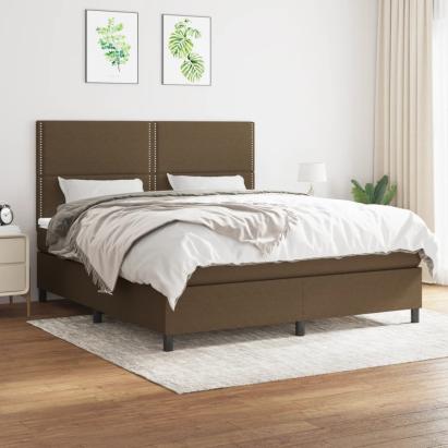 Pat continental cu saltea maro închis 180x200cm material textil GartenMobel Dekor
