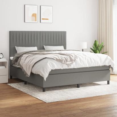 Pat box spring cu saltea, gri închis, 180x200 cm, textil GartenMobel Dekor