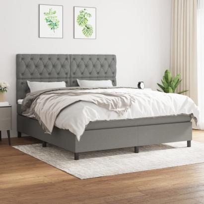 Pat continental cu saltea, gri închis, 160x200 cm, țesătură GartenMobel Dekor