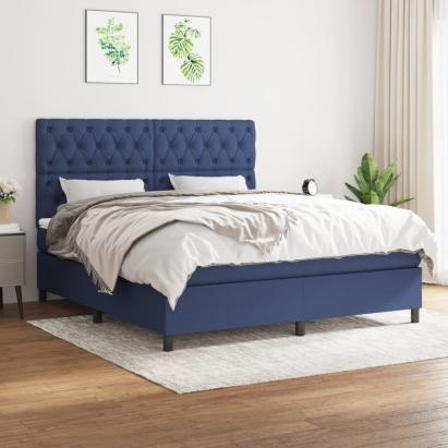Pat continental cu saltea, albastru, 160x200cm, material textil GartenMobel Dekor