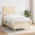 Pat box spring cu saltea, crem, 90x190 cm, textil GartenMobel Dekor