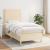 Pat box spring cu saltea, crem, 100x200 cm, textil GartenMobel Dekor