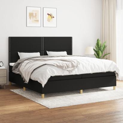 Pat box spring cu saltea, negru, 200x200 cm, textil GartenMobel Dekor