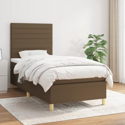 Pat box spring cu saltea, maro închis, 80x200 cm, textil GartenMobel Dekor