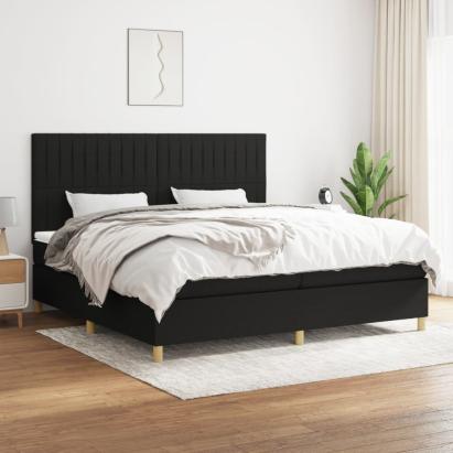 Pat box spring cu saltea, negru, 200x200 cm, textil GartenMobel Dekor