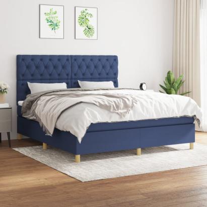 Pat continental cu saltea, albastru, 160x200cm, material textil GartenMobel Dekor
